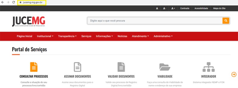 Reprodução do site