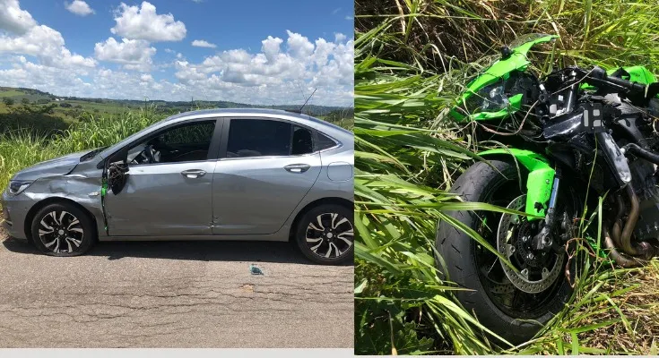Patos de Minas: Motociclista fica ferido após colisão com carro na LMG-743