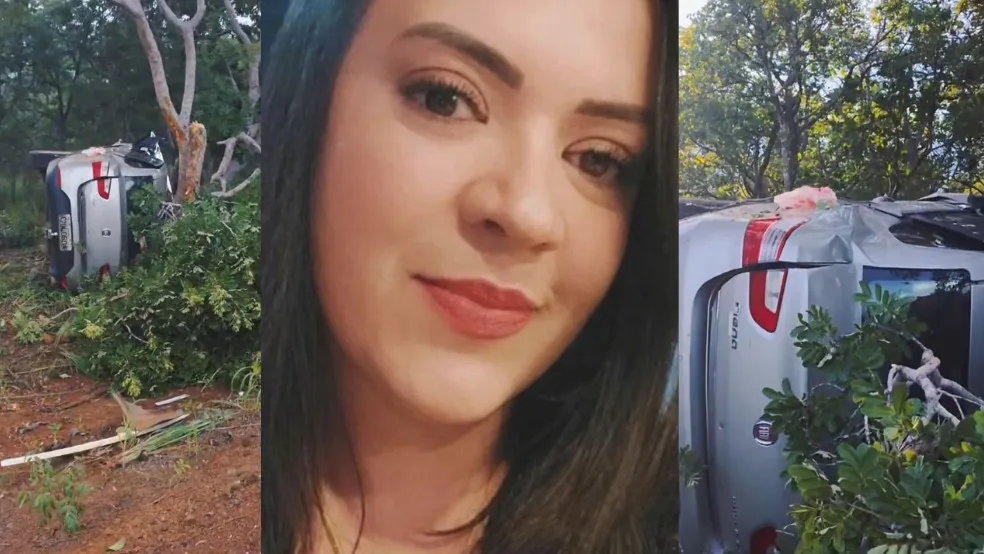 Mulher morre após carro sair da pista e bater em árvore na MG-400, em Buritis