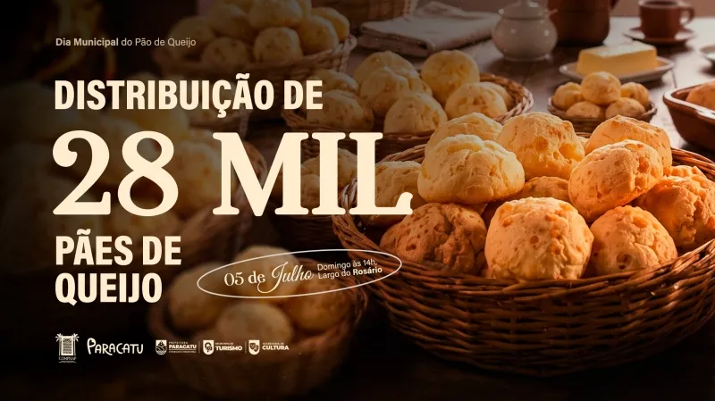Paracatu vai distribuir 28 mil pães de queijo gratuitamente em celebração ao Dia Municipal do Pão de Queijo